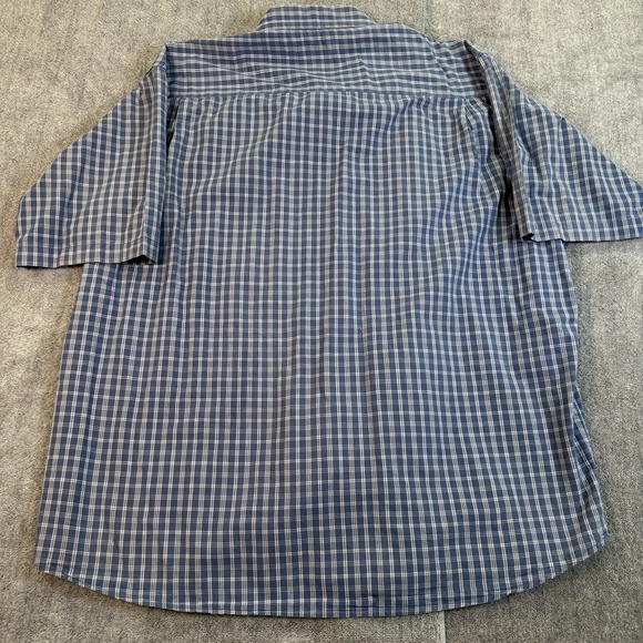 Wrangler Authentic Men's 2XL Plaid Short Sleeve Button Down Shirt Blue Cotton - Picture 3 of 7
